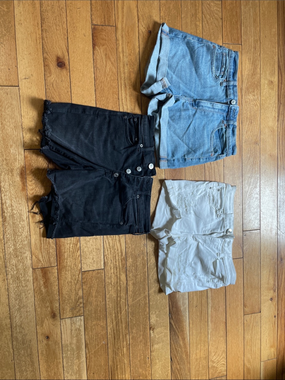 American Eagle Outfitters Women's Denim Shorts Trio - Light Blue, Black & White